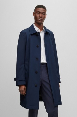 Abrigos Hugo Boss Agua-repellent In Performance-stretch Softshell Material Hombre Azules Oscuro | 54612-UMCB