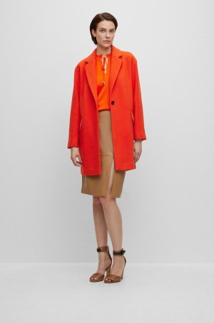 Abrigos Hugo Boss Formal In Boiled Fabric With Virgin Lana Mujer Naranjas | 72310-ZGCI