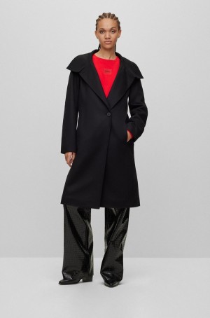 Abrigos Hugo Boss Regular-fit In A Lana Blend With Cashmere Mujer Negros | 93417-SIWF