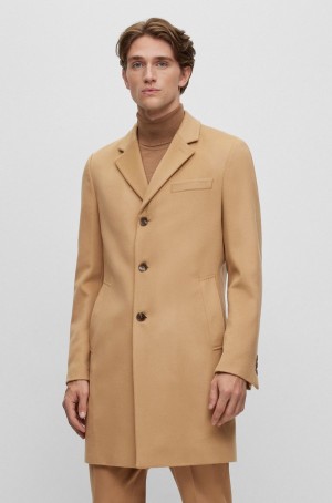 Abrigos Hugo Boss Slim-fit In Virgin Lana And Cashmere Hombre Beige | 87495-AQVO