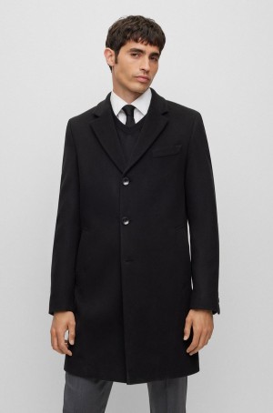 Abrigos Hugo Boss Slim-fit In Virgin Lana And Cashmere Hombre Negros | 85032-UHFA