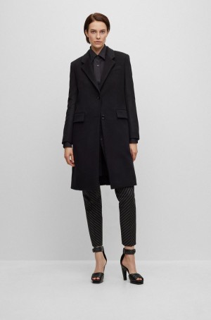 Abrigos Hugo Boss Slim-fit In Virgin Lana And Cashmere Mujer Negros | 70918-MCYZ