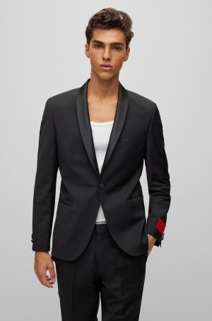 Blazers Hugo Boss Extra-slim-fit In A Stretch-wool Blend Hombre Negros | 04236-SKBX