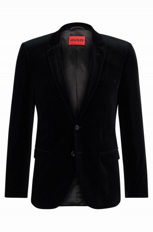 Blazers Hugo Boss Extra-slim-fit In Stretch Velvet Hombre Negros | 87693-NVLH