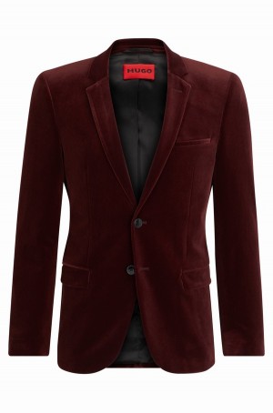 Blazers Hugo Boss Extra-slim-fit In Stretch Velvet Hombre Rojos Oscuro | 21894-PLBJ