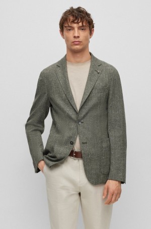 Blazers Hugo Boss Micro-pattern Slim-fit In A Algodon Blend Hombre Grises | 09763-OQGA