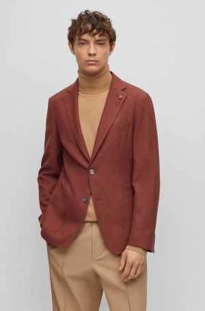 Blazers Hugo Boss Micro-pattern Slim-fit In A Algodon Blend Hombre Rojos | 92643-MKRA