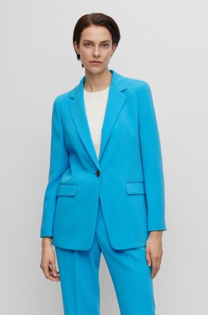Blazers Hugo Boss Regular-fit In Crease-resistant Japanese Crepe Mujer Azules | 43709-CXOG