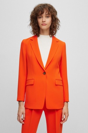 Blazers Hugo Boss Regular-fit In Crease-resistant Japanese Crepe Mujer Naranjas Oscuro | 72896-TWXQ