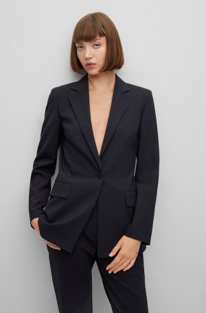 Blazers Hugo Boss Regular-fit In Stretch Fabric Mujer Azules Oscuro | 09832-IHFY