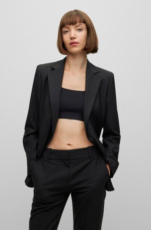 Blazers Hugo Boss Regular-fit In Stretch Fabric Mujer Negros | 02539-KEJN
