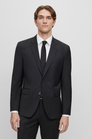 Blazers Hugo Boss Single-breasted In A Lana Blend Hombre Negros | 14798-MCDW