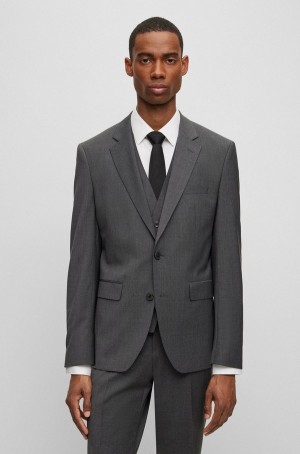 Blazers Hugo Boss Single-breasted In A Lana Blend Hombre Grises Oscuro | 84596-CZKF