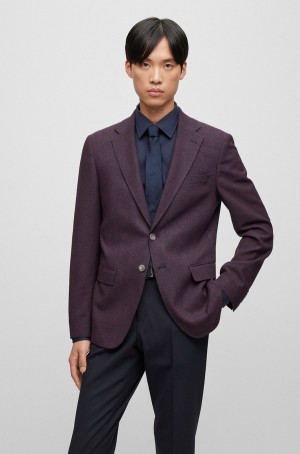 Blazers Hugo Boss Slim-fit In Micro-pattern Stretch Cloth Hombre Morados Oscuro | 08453-YDEI