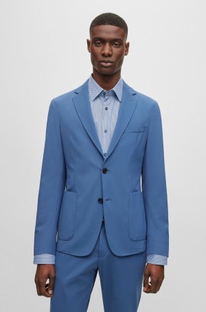 Blazers Hugo Boss Slim-fit In Performance-stretch Cloth Hombre Azules | 93207-SQXM