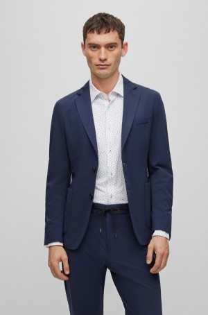 Blazers Hugo Boss Slim-fit In Performance-stretch Cloth Hombre Azules Oscuro | 24139-QTCI