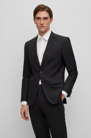 Blazers Hugo Boss Slim-fit In Stretch Virgin Lana Hombre Negros | 01275-LGUQ