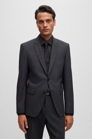 Blazers Hugo Boss Slim-fit In Stretch Virgin Lana Hombre Grises Oscuro | 71204-JTPX