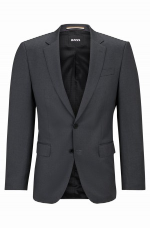 Blazers Hugo Boss Slim-fit In Virgin-wool Serge Hombre Grises Oscuro | 71386-CTDL