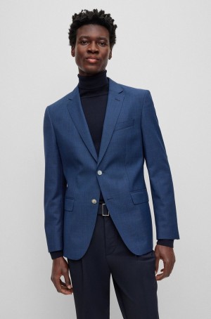 Blazers Hugo Boss Slim-fit In Virgin-wool Twill Hombre Azules Oscuro | 60291-EAUY