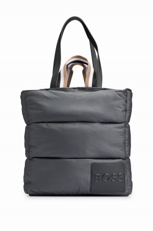 Bolsas Hugo Boss Acolchado With Embossed-logo Patch Mujer Negros | 07243-JSUB