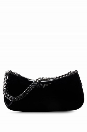 Bolsas Hugo Boss Branded Hobo In Faux Charol Cuero Mujer Negros | 69382-KPGJ