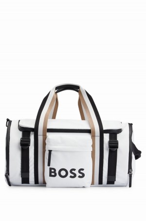 Bolsas Hugo Boss Coated-material Holdall With Detachable Key Hook Hombre Blancos | 84562-IMUL
