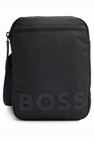 Bolsas Hugo Boss Coated-material Reporter With Logo Detail Hombre Negros | 29764-VULE