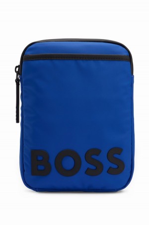 Bolsas Hugo Boss Coated-material Reporter With Logo Detail Hombre Azules Oscuro | 14032-CKXD