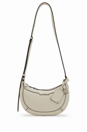 Bolsas Hugo Boss Cuero Hobo With Padlock And Metal Rivets Mujer Beige | 97483-LHIM