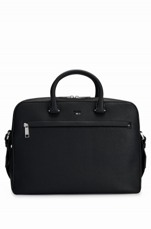 Bolsas Hugo Boss Faux-leather Document Case With Signature Details Hombre Negros | 34807-ERGH