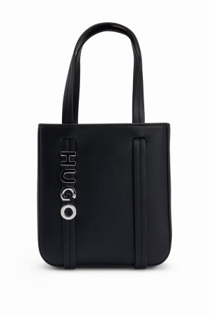 Bolsas Hugo Boss Faux-leather Mini With Logo Detail Mujer Negros | 60954-HTGJ