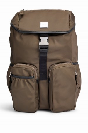 Bolsas Hugo Boss Flap-closure In Recycled Fabric With Logo Patch Hombre Verdes Oscuro | 94601-HMZU