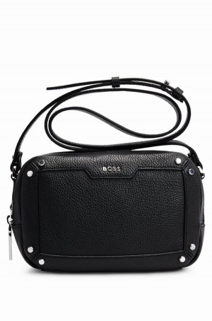 Bolsas Hugo Boss Grained-leather With Branded Hardware Mujer Negros | 07865-ANIZ
