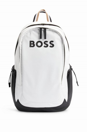 Bolsas Hugo Boss Logo-detail In Syntheticed Fabric Hombre Blancos | 81437-JVFC