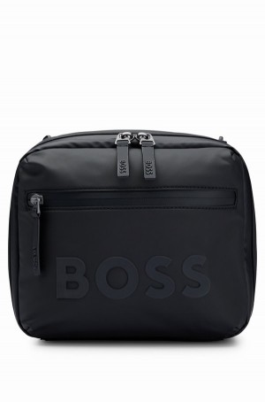 Bolsas Hugo Boss Logo-strap Reporter With Contrast Branding Hombre Negros | 75019-BAJC