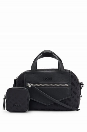 Bolsas Hugo Boss Mixed-material With Detachable Pouch Mujer Negros | 35980-ZHVO