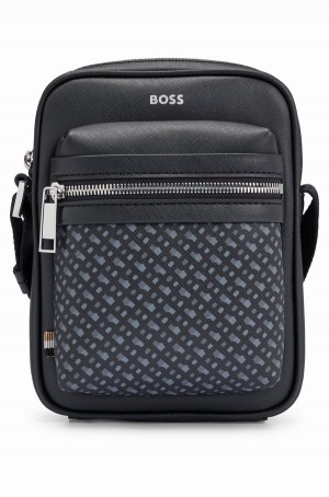 Bolsas Hugo Boss Structured Reporter With Monogram Detailing Hombre Negros | 68504-HDIC