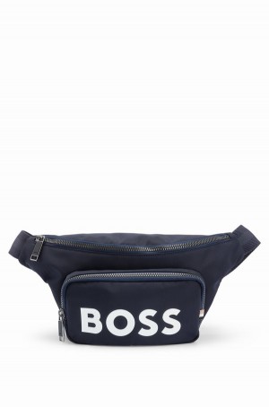 Bolsas Hugo Boss Structured-material With Contrast Logo Hombre Azules Oscuro | 92150-TZJB