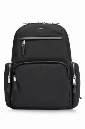 Bolsas Hugo Boss Structured-nylon With Logo Lettering Hombre Negros | 02847-QWTX