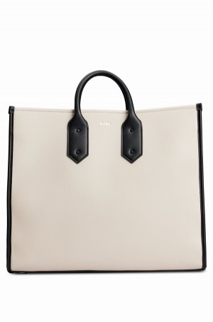 Bolsas Hugo Boss Tote In Sintetico Fabric With Logo Details Mujer Blancos | 43589-BTGK