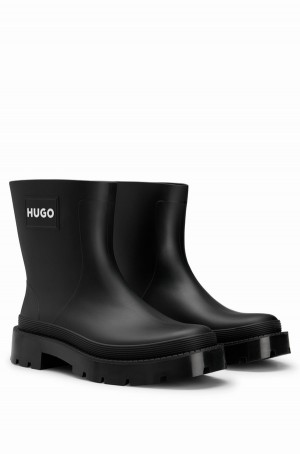 Botas Hugo Boss Corta Rain With Logo Badge Mujer Negros | 12506-IAFK