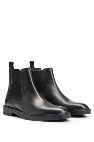Botas Hugo Boss Cuero With Signature-stripe Detail Hombre Negros | 30859-SMEZ