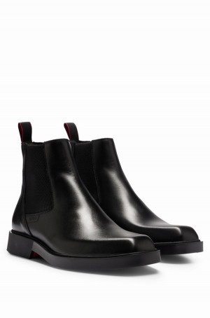 Botas Hugo Boss Nappa-leather With Logo Detail Hombre Negros | 70324-GHKU