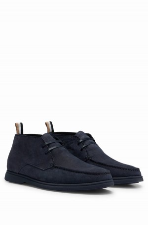 Botas Hugo Boss Nubuck Encaje-up With Embossed Logo Hombre Azules Oscuro | 30854-ZPKX
