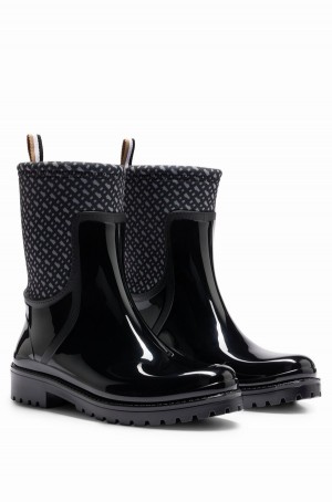 Botas Hugo Boss Rain With Monogram Detailing Mujer Negros | 09523-PBZG