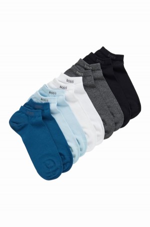 Calcetines Hugo Boss Five-pack Of Ankle In A Algodon Blend Hombre Negros Grises Azules | 16942-KIVM