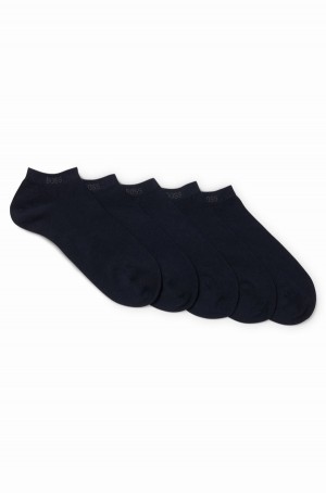 Calcetines Hugo Boss Five-pack Of Ankle In A Algodon Blend Hombre Azules Oscuro | 18523-UJRO