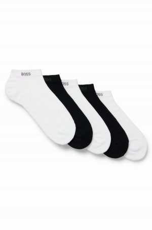 Calcetines Hugo Boss Five-pack Of Ankle In A Algodon Blend Hombre Blancos Negros | 71380-CADB
