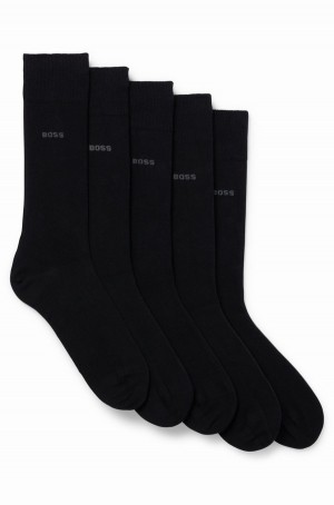 Calcetines Hugo Boss Five-pack Of Regular-length In A Algodon Blend Hombre Negros | 37650-QZPF